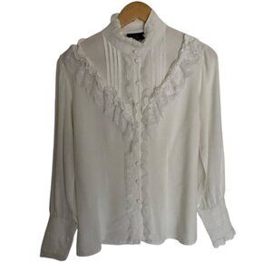 The Pirate Dressing White Steampunk Victorian Renaissance Blouse Large